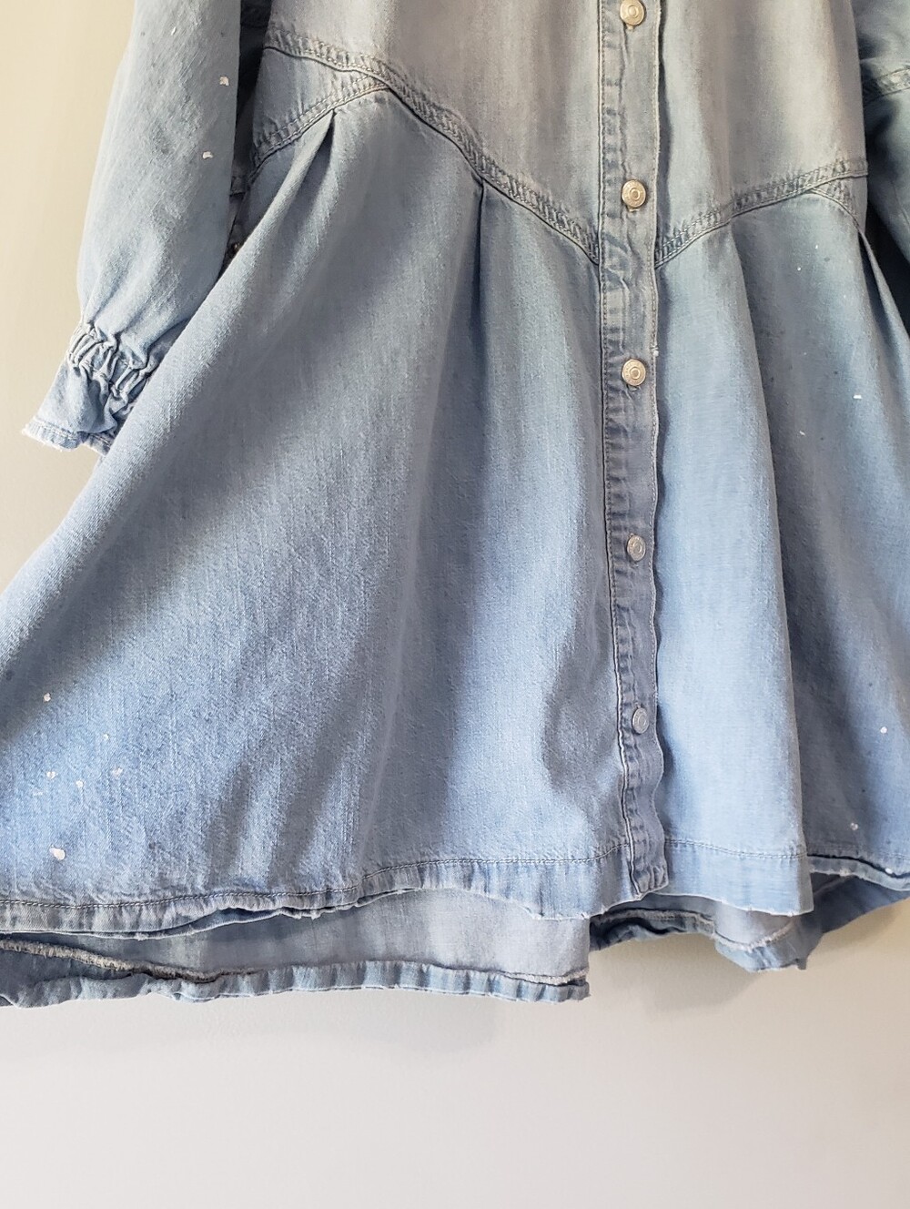 We The Free The Hannah Light Wash Denim Button Front Mini Shirtdress Women Small - Picture 5 of 14